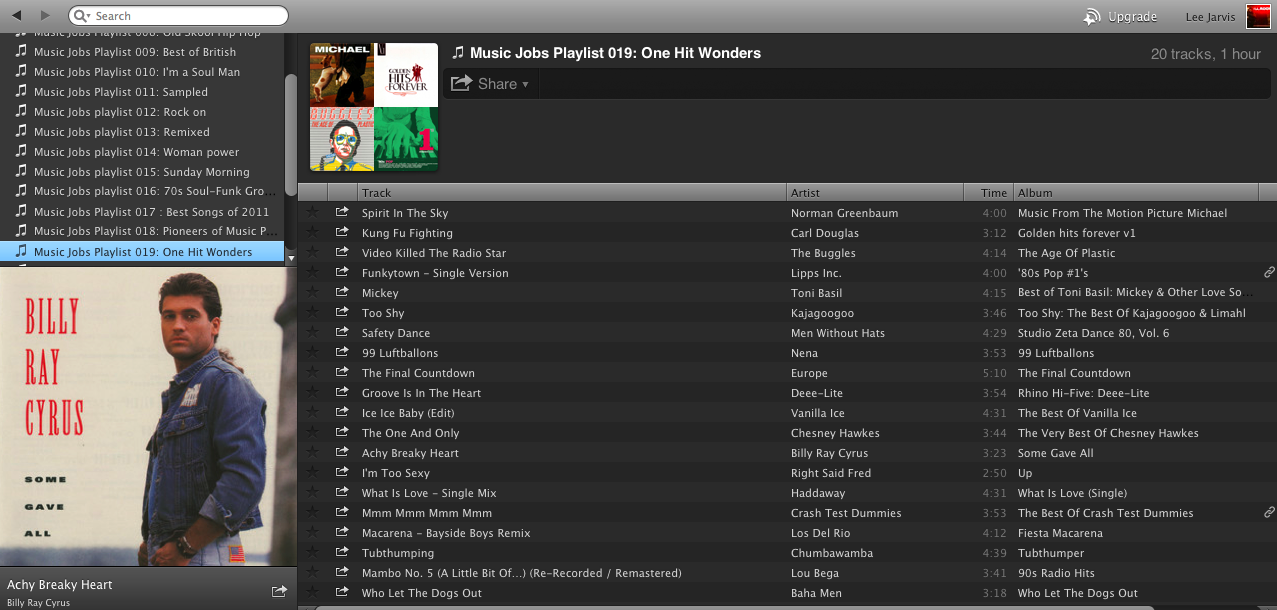 spotify music jobs playlist one hit wonders lee jarvis